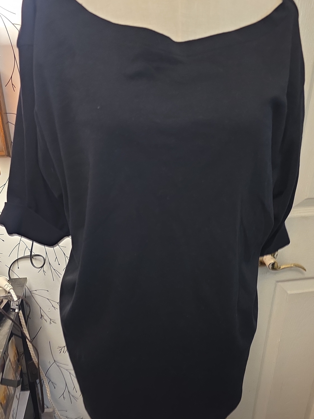 Karen Scott Black and Navy Woman Label Top